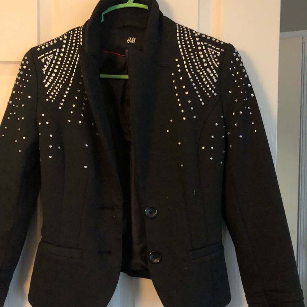 Rhinestone Blazer Dark Grey nearly black blazer